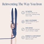 Nori Press Travel Steam Iron - Handheld Iron With Optional Steam Feature - No Ironing Board Required - Easy to Use w/ 6 Fabric Settings - Removes Wrinkles - User Manual Included - Navy - Image 3