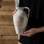 LUKA Ceramic Rustic Farmhouse Vase,9.25 inch Terracotta Vase with Handle,Neutral Tall Clay Vases Decorative Vases for Living Room,Table,Shelf Decor(Brown,L) - Image 4