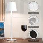 uuffoo 2 Pack Rechargeable Table Lamp with Timer Battery Operated Cordless Table Lamps with 3 Colors Stepless Dimming, Desk Night Light for Restaurant, Patio, Bedroom, Bar (White) - Image 3