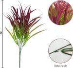 Uieke 12 Bundles Artificial Outdoor Plants UV Resistant Fake Grass Plants Faux Plastic Plants Greenery Shrubs for Home Garden Pathway Window Box Front Porch Spring Summer Decor, Deep Red - Image 4