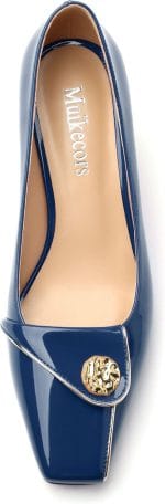 Women's Kitten Heels Square Toe Low Heel Pumps Closed Toe Patent Slip On Pumps Womens Work Dress Office Wedding Party Shoes 2 Inch - Image 4