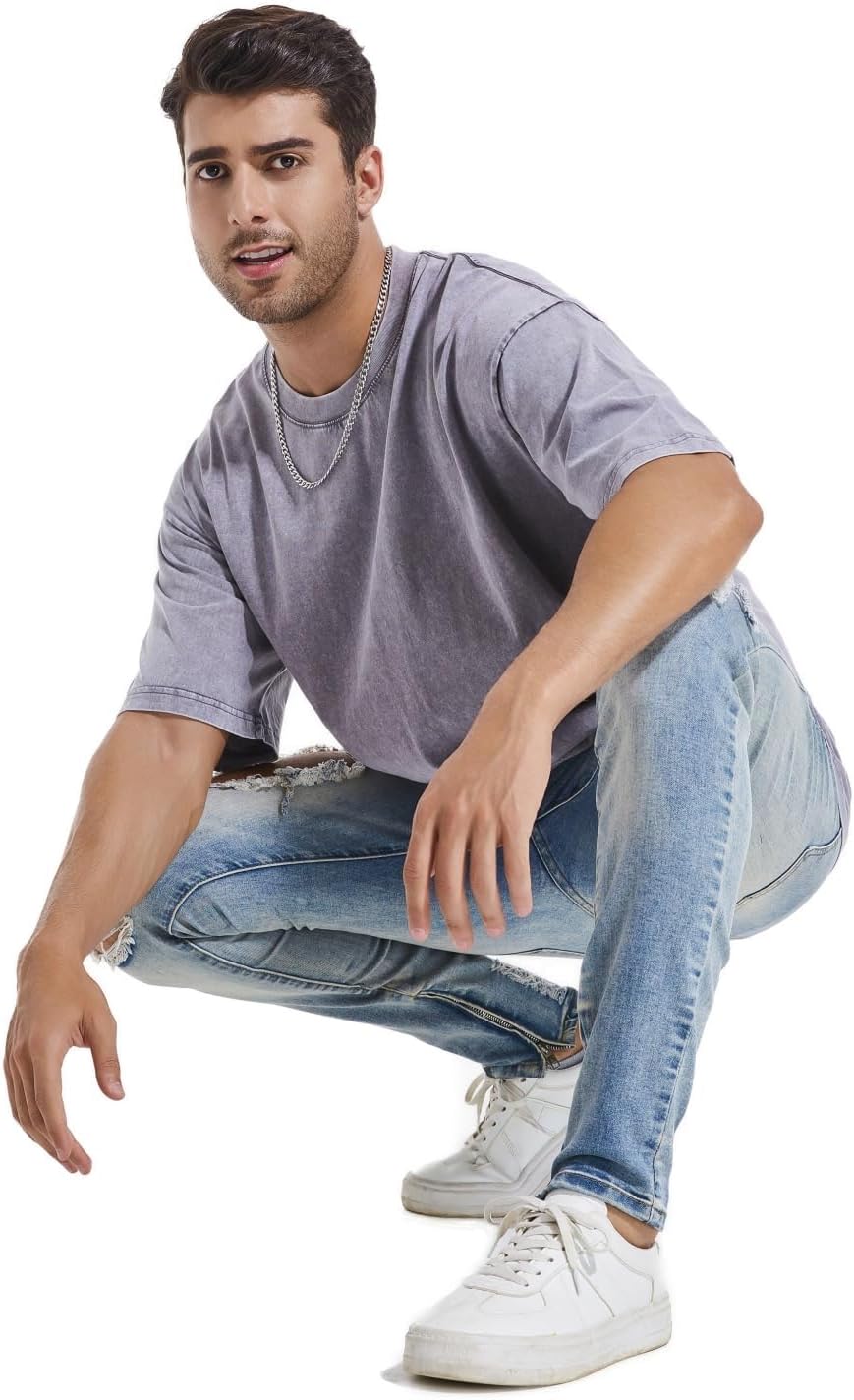 3 Pcs Men's Oversized Heavy Cotton Summer T-Shirts Vintage Tee Loose Fit Short Sleeve Casual Tshirts for Men Women - Image 3