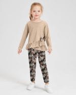 Toddler Girl Clothes 18M-8T Girls Fall Winter Outfit, Long Sleeve Ruffle Bowknot Top + Floral Pants 2Pcs Clothing Set - Image 3