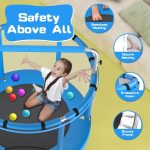 55" Trampoline for Kids with Enclosure, 440lbs Capacity Indoor & Outdoor Toddler Trampoline with Adjustable Gymnastics Bar & Toys, for Boys & Girls - Image 3