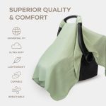 Comfy Cubs Baby Car Seat Cover - Soft, Breathable Bamboo Rayon and Muslin Cotton Blend - Lightweight Canopy for Sun, Bug, and Comfort Protection - Large Size Infant Seat Cover in Sage Design - Image 4