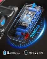 Cordless Vacuum Cleaner, 600W 50KPa 70Mins Vacuum Cleaners for Home, Self-Standing Stick Vacuum with Anti-Tangle Brush & OLED Touch Screen, Vacuum Cleaner for Hardwood Floors,Carpet,Pet Hair,Car (Red) - Image 4