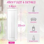 7pcs Glass Cylinder Vases for Centerpieces - 10 Inch Tall Glass Vases for Flower, Clear Flower Vase Bulk Floating Candle Vase for Table Centerpiece Wedding Home Décor - Image 3