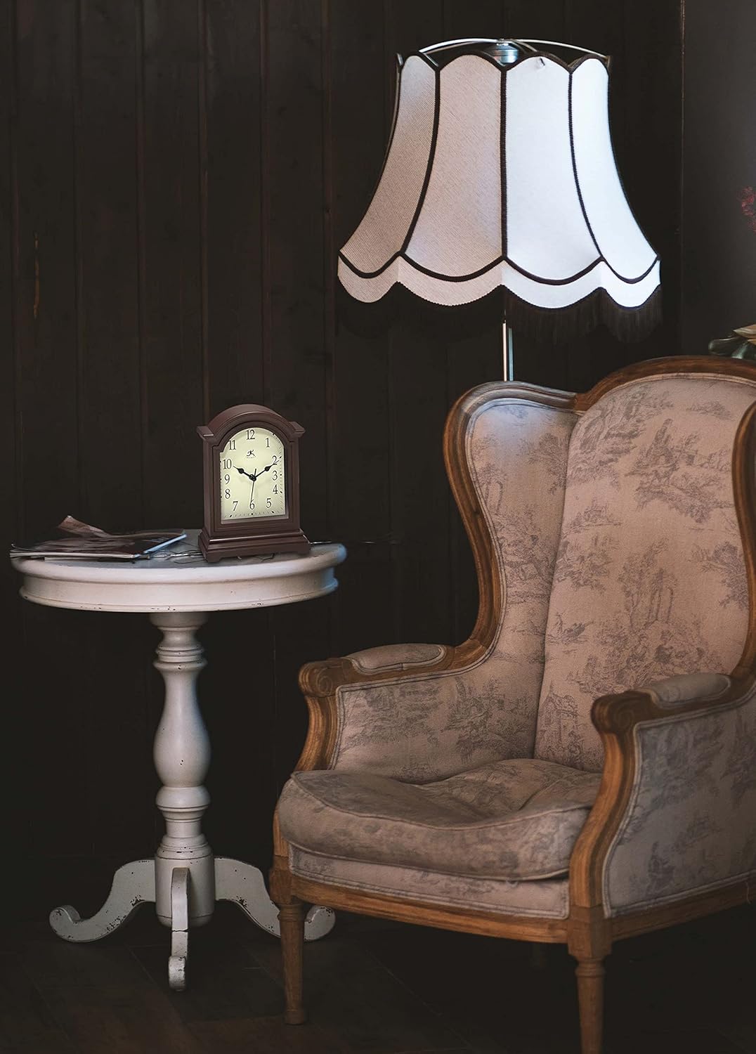 Infinity Instruments Brown Antique Grandfather Tabletop Clock 9 x 6 Mantle Tabletop Clock Mini Desktop Table Mantel Decor Vintage Living Room Decor - Image 3