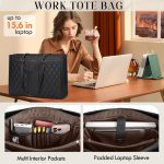 RAINSMORE Laptop Bag for Women 15.6 Inch Work Tote Bags Leather Laptop Tote Professional Laptop Purse Computer Handbag Womens Briefcase Tote with Clutch for Teacher Office Travel, Black - Image 3