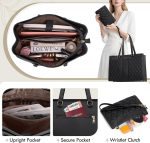 RAINSMORE Laptop Bag for Women 15.6 Inch Work Tote Bags Leather Laptop Tote Professional Laptop Purse Computer Handbag Womens Briefcase Tote with Clutch for Teacher Office Travel, Black - Image 4