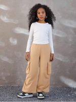 Girls Clothes 2 Piece Outfit Ribbed T-Shirt Top + Cargo Pants, Girls Fall Clothing Set, Sizes 5-16 Years - Image 3