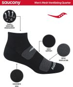 Saucony Men's Rundry Mesh Ventilating Comfort Fit Performance Quarter Socks (6, 12 Pairs) - Image 3