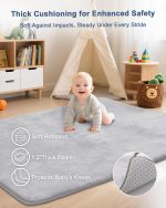 SEPARO Thick Baby Play Mat for Floor,50 x 50 Playpen Mat,Tummy Time Foam Mats,Ultra Soft Support & Plush Feel,Easy Care with Non-Slip Cushioned for Infant,Kids and Toddler Crawling,Grey - Image 3