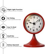 AYRELY® 3" Cute Analog Alarm Clock,Small Retro Table Clock Battery Operated,Slient Metal Desk Clock with Light for Living Room Decor,Bedroom,Bedside,Shelf（Rose red） - Image 3