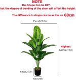 Artificial Plants in Pots Large Fake Tree Floor Faux Tropical Plants Decorative Greenry House Potted Tall for Home Office Living Room Decor Indoor Garden Outdoor (80cm Tropical Banana) - Image 3