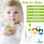 WAJIAYON Food Feeder for Baby, Fruit Feeder Pacifier (3 Pcs) with 6 Different Sized Silicone Pacifiers,Silicone Baby Food Dispensing Spoon 90ML with Babies Spoons,Pacifier Clip Babies Feeding Set - Image 4