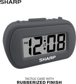 Sharp Digital Alarm Clock – Tactile Plastic Case with Soft Rubberized Finish - Battery Operated – Blue Backlight on Demand – Ascending Alarm – Easy to Use – Charcoal Black - Image 3