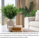 Artificial Plants Flowers Grass Shrubs 8 Pack No Fade Faux Plastic Flowers Outdoor for Farmhouse Garden Porch Patio Indoor Wedding Decoration Greenery Fake Plants uv Resistant - Image 3