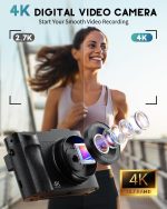 4K Digital Camera for Photography, 50MP Vlogging Camera for YouTube, Compact Cameras with 2.8" 180° Flip Screen, 16X Digital Zoom, Point and Shoot Camera with 32GB SD for Beginners, Travel, Family - Image 3