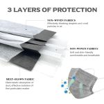 Wecolor 100 Pcs Disposable 3 Ply Earloop Face Masks, Suitable for Home, School, Office and Outdoors (Gray) - Image 3