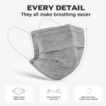 Wecolor 100 Pcs Disposable 3 Ply Earloop Face Masks, Suitable for Home, School, Office and Outdoors (Gray) - Image 4