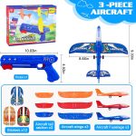 3 Pack Airplane Launcher Toys, 2 Flight Modes LED Foam Glider Catapult Plane, Outdoor Flying Toy for Kids, Birthday Gifts for Boy Girl 6+ Year Old, B-Day Party Supplies - Image 4