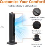 Amazon Basics 28" 60-Degree Oscillating Tower Fan for Bedroom, Living Room, Office, With 3 Speeds, Intuitive Mechanical Control, Black, 35W, 27.8"H x 9.4"D x 9.4"W - Image 3