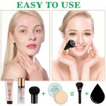 Mushroom Head Air Cushion CC Cream + BB Cream + Tri-color Color Corrector Foundation Set - Moisturizing Full Coverage Foundation Concealer Lasting Foundation Makeup Base Primer (7 Pcs) - Image 5