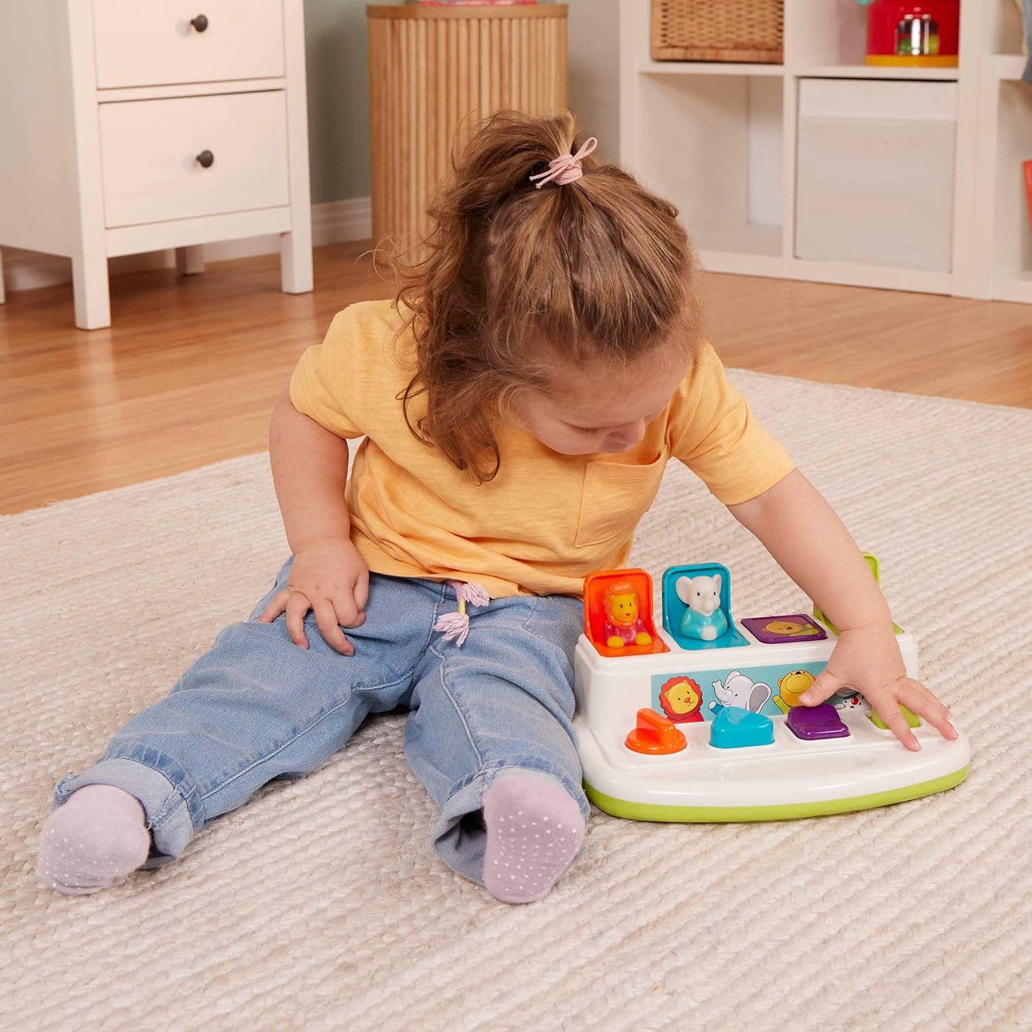 Battat – Cause-and-Effect Toy – Developmental Toy With Buttons & Colors – Color Sorting Animal Toys – For Kids, Toddlers, Babies – 18+ Months – Pop – Up Pals - Image 3