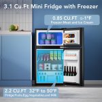 3.1 Cu.Ft Mini Fridge with Freezer, 2 Door Compact Refrigerator, Mini Fridge with Adjustable Removable Glass Shelves for Bedroom, Office, Dorm or Apartment, Black - Image 3