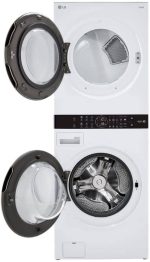 LG WashTower Stacked Smart Laundry Center 4.5 Cu.Ft. Front Load Washer & 7.4 Cu.Ft. Gas Dryer in White WKG101HWA - Image 3