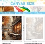 Paint by Numbers Kit for Adults- Street Cafe Adult Paint by Number Kits on Canvas for Beginners, Fall Scene DIY Acrylic Oil Number Painting Kits for Home Wall Decor Gift 16"x 20" (without Frame) - Image 3