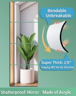 Shatterproof Wall Mirror Full Length for Bedroom, Acrylic Gym Mirrors For Home, Extra Thick: 0.12 inch, 12 x 12 inch x 4 Pcs, Workout Mirrors Safe for Kids, Over The Door, Long Wall Mounted - Image 3