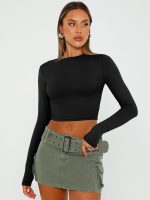 Trendy Queen Womens Long Sleeve Crop Tops Basic Slim Fitted Shirts Fashion 2025 Going Out Y2k Tops Teen Girl Clothes - Image 3