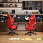 Gaming Chair,Ergonomic Computer Chairs for Adults with Footrest, PU Leather Office Chair with Adjustable Lumbar Support & Pocket Spring Cushion - Heavy Duty 400lb Capacity Gamer Chair (Red) - Image 4
