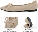 Ablanczoom Ballet Flats Shoes for Women: Dressy Pointed Toe Bow Knit Flats Comfortable Slip On Work Business Shoes for Driving Dating Wedding - Image 4