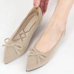 Ablanczoom Ballet Flats Shoes for Women: Dressy Pointed Toe Bow Knit Flats Comfortable Slip On Work Business Shoes for Driving Dating Wedding - Image 5