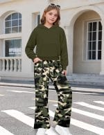 Girls Clothes Solid Crop Tops Hoodie Clothing Sets Straight Leg Sweatpants 2 Piece Outfits Fall Winter 6-14Y - Image 4