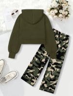 Girls Clothes Solid Crop Tops Hoodie Clothing Sets Straight Leg Sweatpants 2 Piece Outfits Fall Winter 6-14Y - Image 6