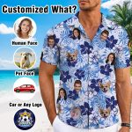 Hawaiian Shirt with Face Custom for Men Women Personalized Floral Aloha Button Down Shirt,Customized Gifts for Dad - Image 3