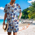Hawaiian Shirt with Face Custom for Men Women Personalized Floral Aloha Button Down Shirt,Customized Gifts for Dad - Image 4