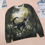 ZOCAVIA Womens Funny Cat Sweatshirts Fall Casual Crewneck Pullover Tops Vintage Forest Graphic Long Sleeve T Shirts Oversized - Image 4