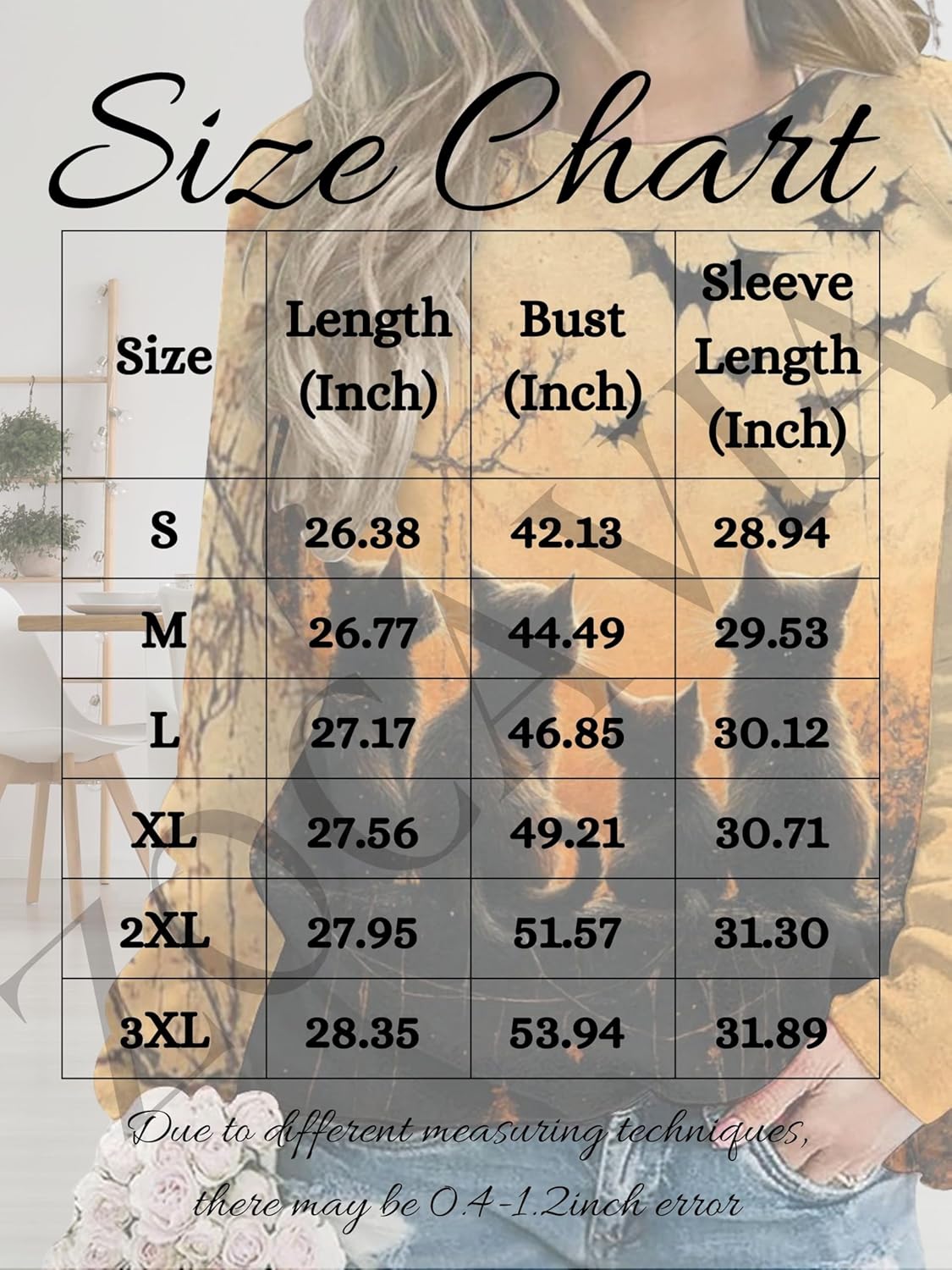 ZOCAVIA Womens Funny Cat Sweatshirts Fall Casual Crewneck Pullover Tops Vintage Forest Graphic Long Sleeve T Shirts Oversized - Image 6