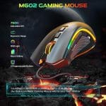 Redragon M602 Gaming Mouse, Ergonomic RGB Gaming Mouse Wired with 7200 Adjustable DPI, 9 Programmable Buttons, Professional Software for Gamer Office [Black] - Image 3