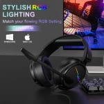 Jeecoo V20U USB Pro Gaming Headset for PC - 7.1 Surround Sound Headphones with Noise Cancelling Microphone- Memory Foam Ear Pads RGB Lights for Laptops - Image 3