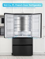 Commercial Cool 18.9 Cu. Ft. French Door Refrigerator, 33 Inch Wide Refrigerator with 2 Bottom Mount Freezer Drawers, Frost Free, LED Lighting, Digital Temperature Control, CCRF1890KB, Black - Image 3