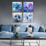 4 Pack Paint by Numbers Kit for Adults Kids, Easy Framed Adults Paint by Numbers Kits, DIY Simple Flowers Acrylic Oil Painting Number Kits for Home Wall Decor (8 x 8 Inch) - Image 3