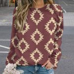 ZOCAVIA Western Aztec Sweatshirts for Women Retro Ethnic Graphic Crewneck Long Sleeve Pullover Tops Fall Casual Country Shirt - Image 3