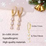 Gold Dangle Earrings for Women,Christmas Gifts Jewelry Dainty Earring 14K Gold Plated Drop Earrings for Women Trendy Hypoallergenic CZ Dangling Earring - Image 4