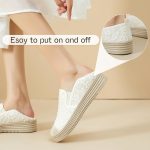 Shupua Womens Slip on Shoes Stylish Lace Casual Loafers Lightweight Platform Sneakers Comfortable Spring Flat Shoes for Office, Work - Image 6